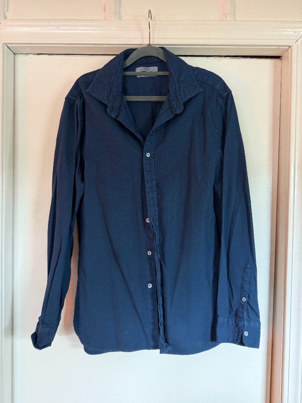 Mango Blue Cotton Pique Button Down